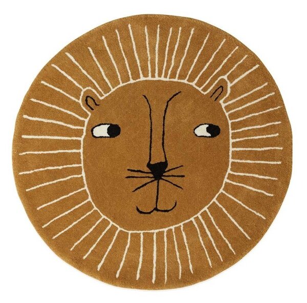 Covor pentru copii maro din amestesc de lână ø95 cm Lion – OYOY Mini