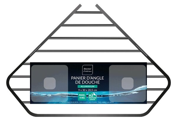 Raft pentru baie negru mat autoadeziv/pentru colț din aluminiu Filaire Aluminium – douceur d'intérieur