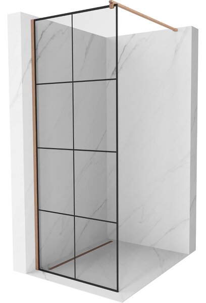 Mexen Kioto, paravan de duș walk-in 80 x 200 cm, sticlă transparentă 8 mm model negru, profil cupru mat, 800-080-101-65-77