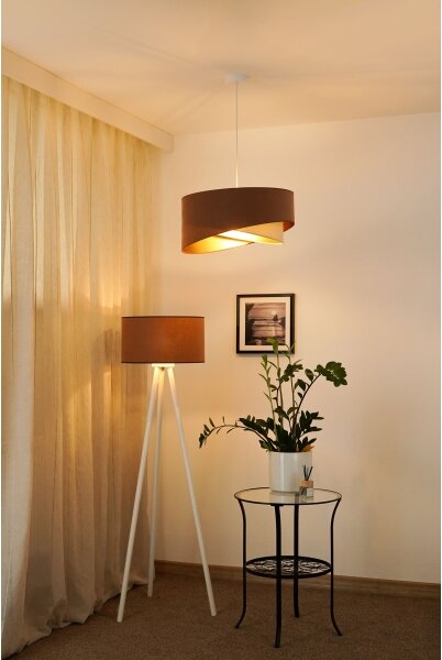 Lustră LED pe cablu Brilagi LYRA 1xE27/15W/230V maro/crem/auriu