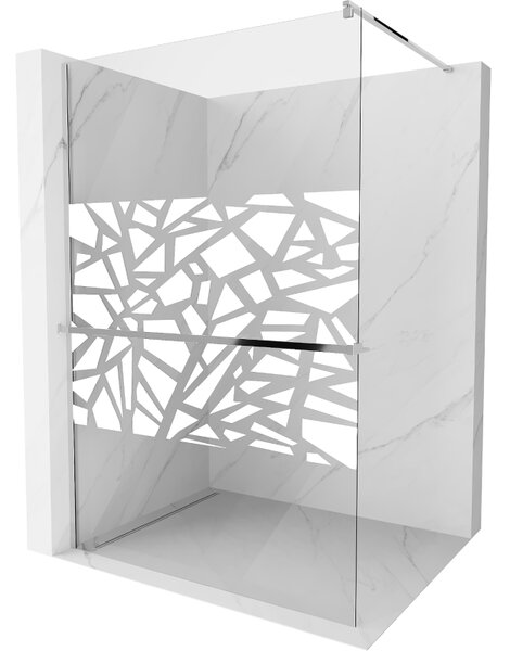 Mexen Kioto+, paravan de duș cu poliță și suport pentru prosoape 110 x 200 cm, sticlă transparentă 8 mm model alb, profil cromat, 800-110-121-01-85