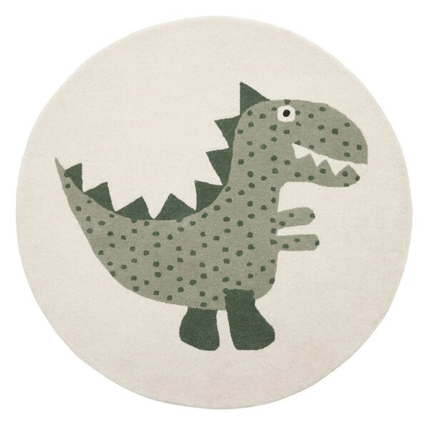 Covor pentru copii verde țesut manual din amestesc de lână ø120 cm Theo DIno – OYOY Mini