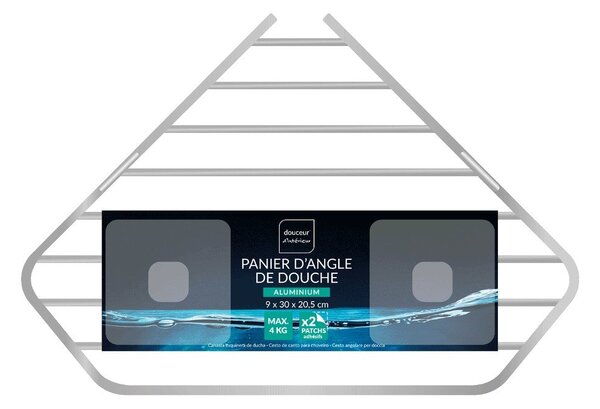 Raft pentru baie argintiu lucios autoadeziv/pentru colț din aluminiu Filaire Aluminium – douceur d'intérieur