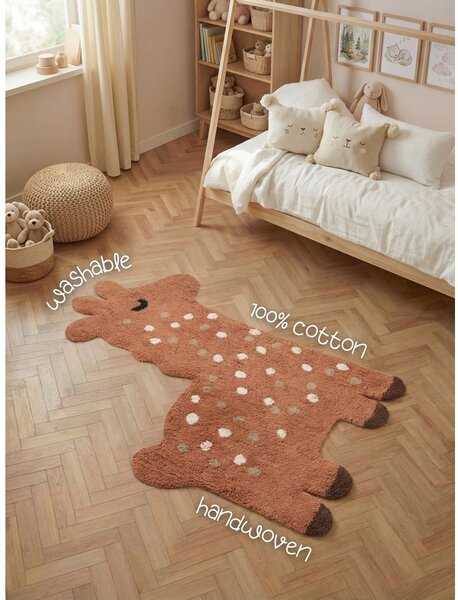 Covor pentru copii maro lavabil/țesut manual din bumbac 89x120 cm Snuggle Gino – Hanse Home