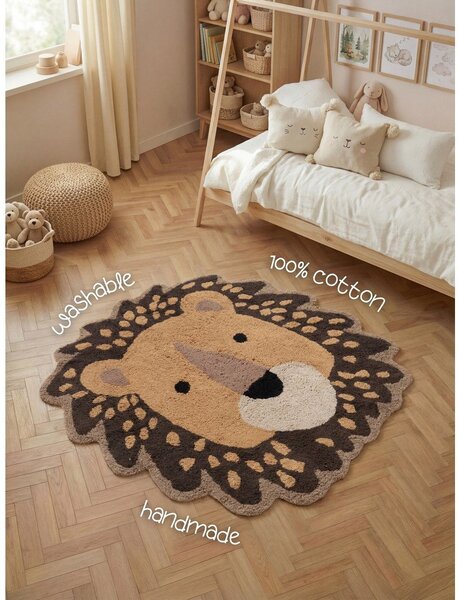 Covor pentru copii portocaliu/maro lavabil/țesut manual din bumbac 120x125 cm Snuggle Roary – Hanse Home