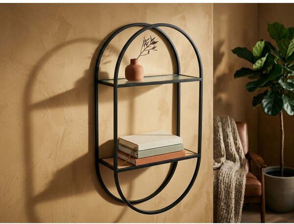 Raft negru/în culoare naturală etajat din metal 35 cm Mataram – Premier Housewares