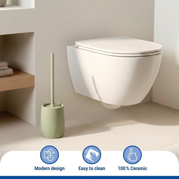 Perie de WC verde din ceramică Fablo – Wenko