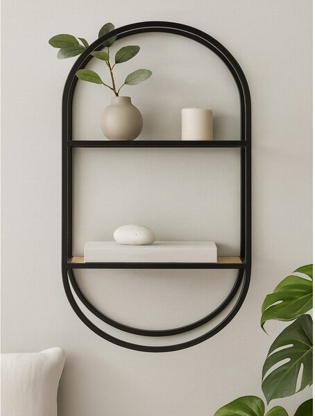 Raft negru/în culoare naturală etajat din metal 35 cm Mataram – Premier Housewares
