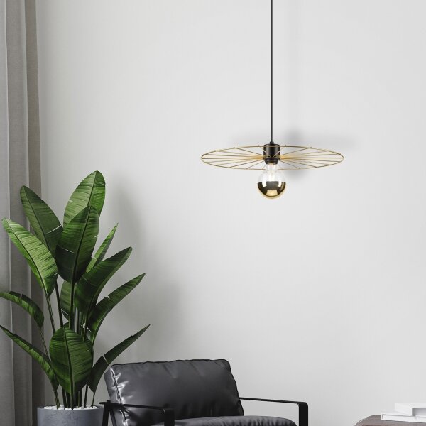 Lustră pe cablu MONTANA 1xE27/15W/230V d. 45 cm auriu/negru