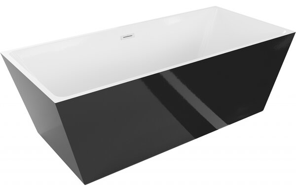 Mexen Lita, cada de sine stătătoare 170 x 75 cm, alb-negru, preaplin alb, 52121707575-20