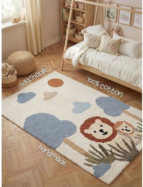 Covor pentru copii crem lavabil/țesut manual din bumbac 140x200 cm Snuggle Lionel – Hanse Home
