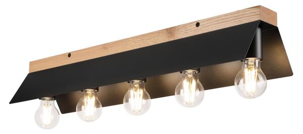 Plafonieră ESME 5xE27/15W/230V negru/stejar