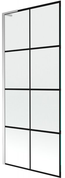 Mexen Next L, paravan de baie cu 1 aripă 80 x 150 cm, model sticlă transparentă de 6 mm negru, profil cromat, 895-080-000-03-77-01