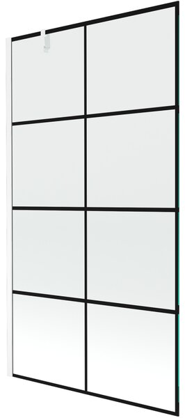 Mexen Next, paravan de baie 1 aripă 100 x 150 cm, aripă fixă, sticlă transparentă de 6 mm cu model negru, profil alb, 895-100-000-00-77-20