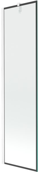 Mexen Next, paravan de baie 1 aripă 50 x 150 cm, aripă fixă, sticlă transparentă de 6 mm cu model negru, profil alb, 895-050-000-00-70-20