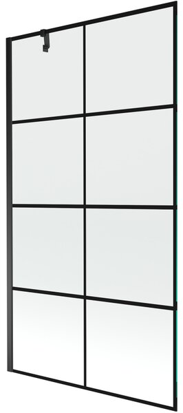 Mexen Next, paravan de baie 1 aripă 100 x 150 cm, aripă fixă, sticlă transparentă de 6 mm cu model negru, profil negru, 895-100-000-00-77-70