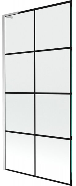Mexen Next L, paravan de baie cu 1 aripă 90 x 150 cm, model sticlă transparentă-negru de 6 mm, profil cromat, 895-090-000-03-77-01