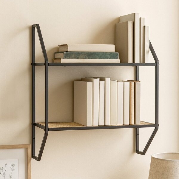 Raft negru/în culoare naturală etajat din metal 61 cm Depok – Premier Housewares