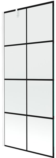 Mexen Next, paravan de baie 1 aripă 80 x 150 cm, aripă fixă, sticlă transparentă de 6 mm cu model negru, profil alb, 895-080-000-00-77-20