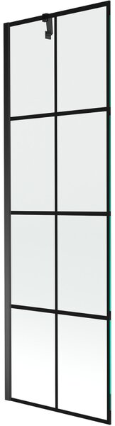 Mexen Next, paravan de baie 1 aripă 60 x 150 cm, aripă fixă, sticlă transparentă de 6 mm cu model negru, profil negru, 895-060-000-00-77-70