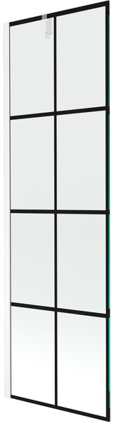 Mexen Next, paravan de baie 1 aripă 60 x 150 cm, aripă fixă, sticlă transparentă de 6 mm cu model negru, profil alb, 895-060-000-00-77-20