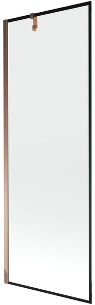 Mexen Next, paravan de baie 1 aripă 70 x 150 cm, aripă fixă, sticlă transparentă de 6 mm cu model negru, profil auriu roz, 895-070-000-00-70-60