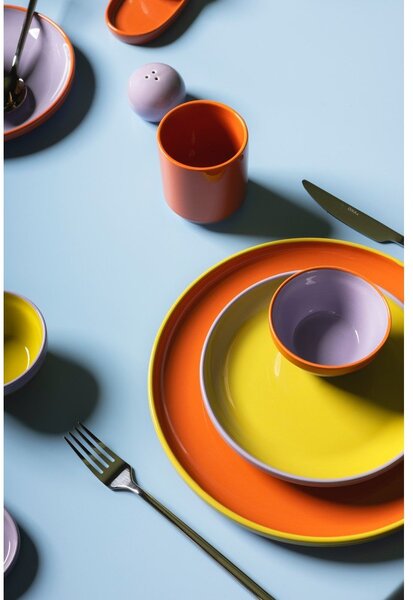 Ceașcă portocalie/mov din gresie ceramică 270 ml Duo – ONA