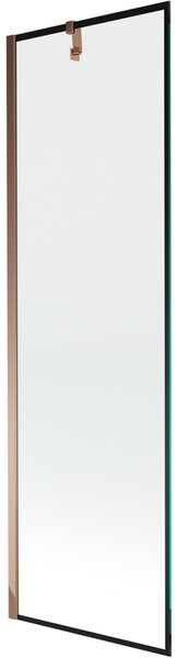 Mexen Next, paravan de baie 1 aripă 60 x 150 cm, aripă fixă, sticlă transparentă de 6 mm cu model negru, profil auriu roz, 895-060-000-00-70-60