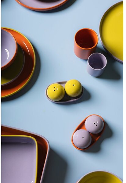 Ceașcă portocalie/mov din gresie ceramică 270 ml Duo – ONA