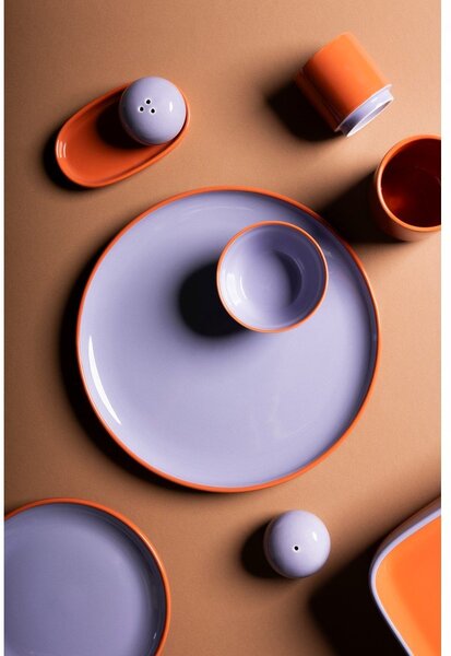 Ceașcă portocalie/mov din gresie ceramică 270 ml Duo – ONA