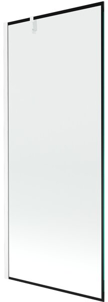 Mexen Next, paravan de baie 1 aripă 80 x 150 cm, aripă fixă, sticlă transparentă de 6 mm cu model negru, profil alb, 895-080-000-00-0-20