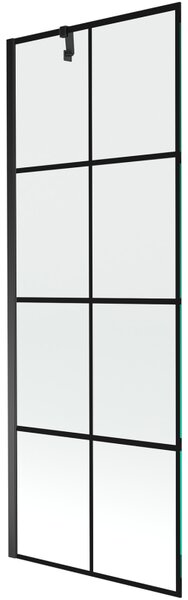 Mexen Next, paravan de baie 1 aripă 70 x 150 cm, aripă fixă, sticlă transparentă de 6 mm cu model negru, profil negru, 895-070-000-00-77-70