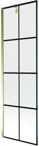 Mexen Next, paravan de baie 1 aripă 60 x 150 cm, aripă fixă, sticlă transparentă de 6 mm cu model negru, profil auriu, 895-060-000-00-77-50