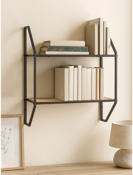Raft negru/în culoare naturală etajat din metal 61 cm Depok – Premier Housewares