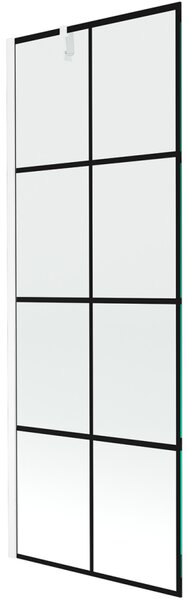 Mexen Next, paravan de baie 1 aripă 70 x 150 cm, aripă fixă, sticlă transparentă de 6 mm cu model negru, profil alb, 895-070-000-00-77-20