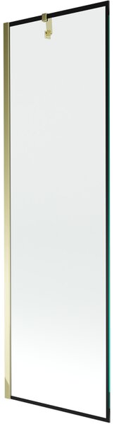 Mexen Next, paravan de baie 1 aripă 60 x 150 cm, aripă fixă, sticlă transparentă de 6 mm cu model negru, profil auriu, 895-060-000-00-70-50