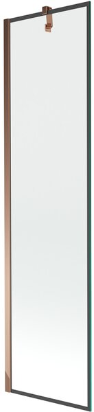 Mexen Next, paravan de baie 1 aripă 50 x 150 cm, aripă fixă, sticlă transparentă de 6 mm cu model negru, profil auriu roz, 895-050-000-00-70-60