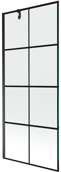 Mexen Next, paravan de baie 1 aripă 80 x 150 cm, aripă fixă, sticlă transparentă de 6 mm cu model negru, profil negru, 895-080-000-00-77-70