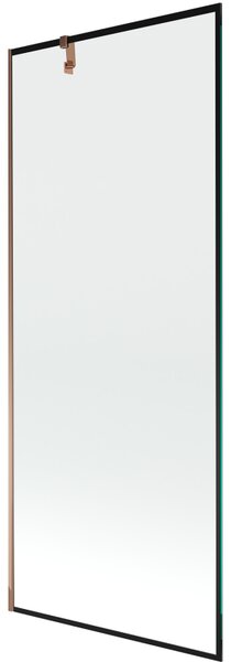 Mexen Next, paravan de baie 1 aripă 80 x 150 cm, aripă fixă, sticlă transparentă de 6 mm cu model negru, profil auriu roz, 895-080-000-00-70-60