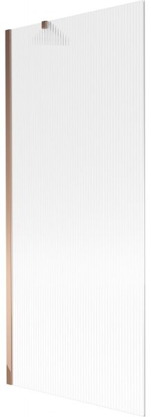 Mexen Next, paravan de baie 1 aripă 80 x 150 cm, aripă fixă, sticlă 6 mm cu dungi, profil auriu roz, 895-080-000-00-09-60