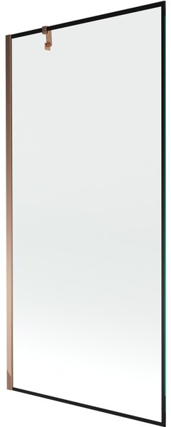 Mexen Next, paravan de baie 1 aripă 90 x 150 cm, aripă fixă, sticlă transparentă de 6 mm cu model negru, profil auriu roz, 895-090-000-00-70-60