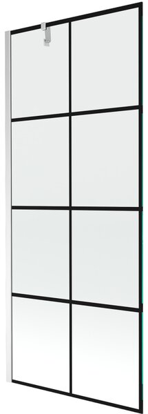 Mexen Next, paravan de baie 1 aripă 80 x 150 cm, aripă fixă, sticlă transparentă de 6 mm cu model negru, profil cromat, 895-080-000-00-77-01