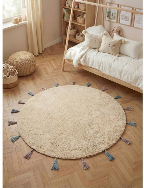 Covor pentru copii crem lavabil/țesut manual din bumbac ø160 cm Snuggle Sunna – Hanse Home