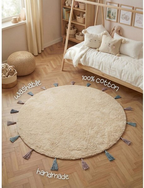 Covor pentru copii crem lavabil/țesut manual din bumbac ø160 cm Snuggle Sunna – Hanse Home