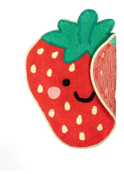 Covor pentru copii roșu din bumbac 60x52 cm Strawberry – Sass & Belle
