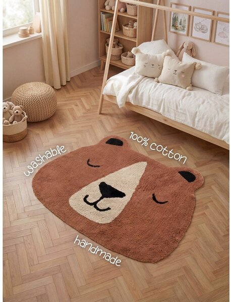 Covor pentru copii maro lavabil/țesut manual din bumbac 101x120 cm Snuggle Benni – Hanse Home