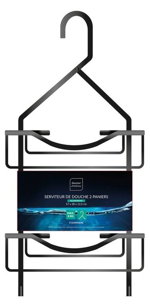Raft pentru baie negru mat de agățat din aluminiu Filaire Aluminium – douceur d'intérieur