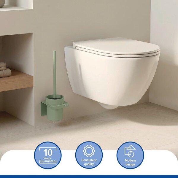 Perie de WC verde autoadezivă cu Turbo-Loc din plastic Lizan – Wenko