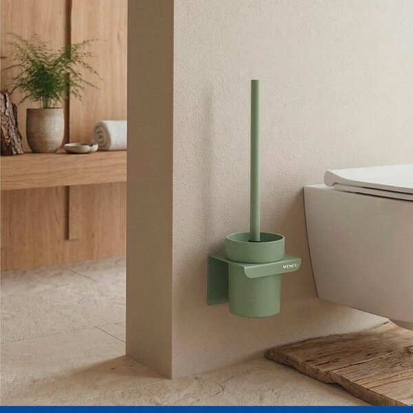 Perie de WC verde autoadezivă cu Turbo-Loc din plastic Lizan – Wenko