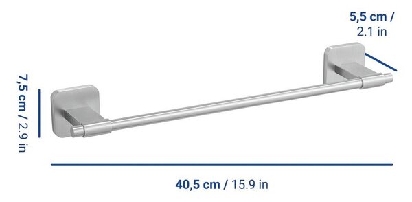 Suport pentru prosoape argintiu mat autoadeziv cu Turbo-Loc din oțel inoxidabil Porto – Wenko